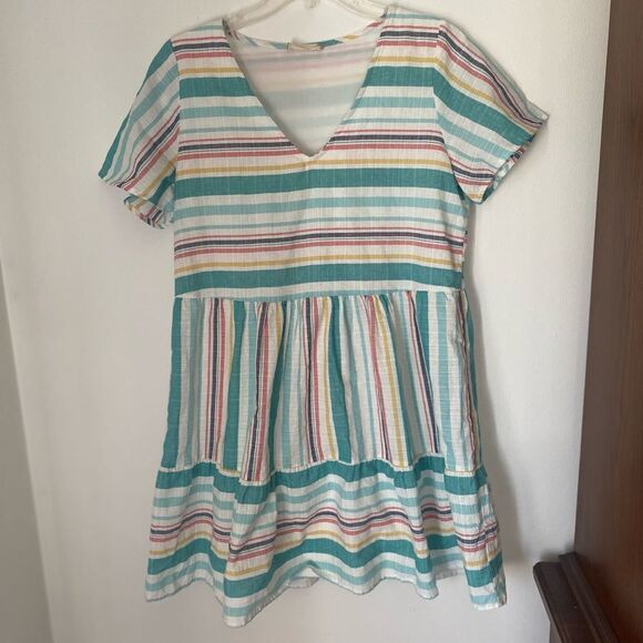 Altar’d State short sleeve stripe 100% cotton dress size M - Picture 2 of 6